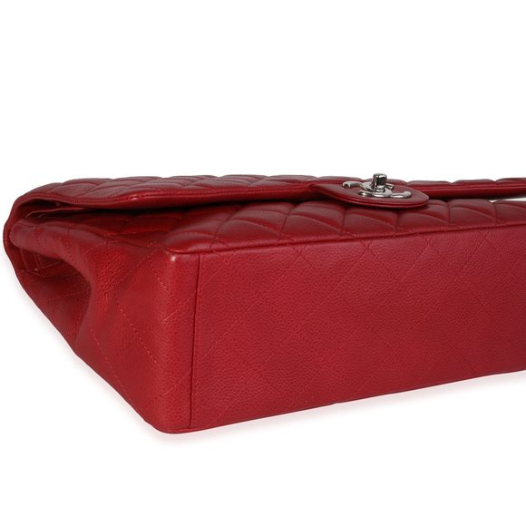 Chanel Red Quilted Caviar Maxi Classic Double Flap Bag - Picture 6 of 8